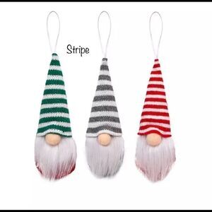 STRIPE GNOME ORNAMENTS SET of 3 NWT‎